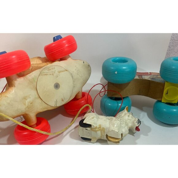 Vtg Children Toy Bundle Push Pull Squeak Roll They Wiggle, wag tail and tongue - Picture 4 of 4